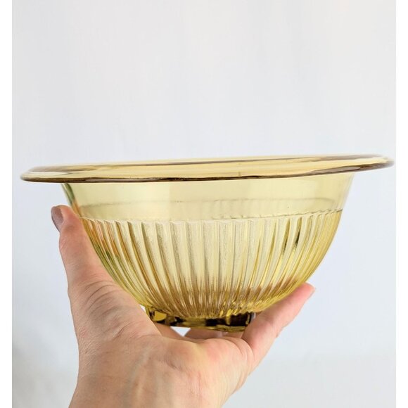 Depression Era Clear & Yellow Amber Glass Mixing Bowl Set 1930s Federal Glass - Picture 3 of 9